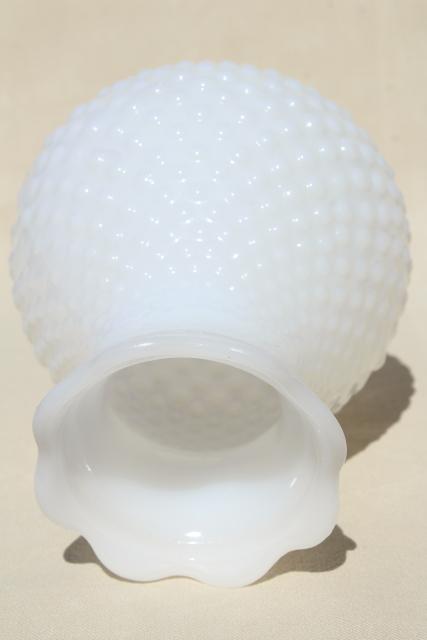 photo of vintage hobnail milk glass hurricane lampshade, chimney shade for oil lamp #3