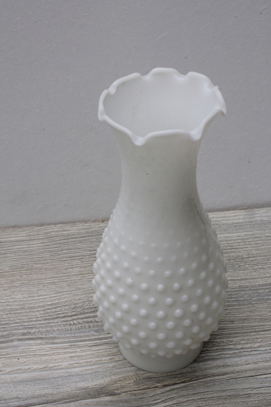 photo of vintage hobnail milk glass hurricane shade, replacement lampshade for table lamp or light fixture #1