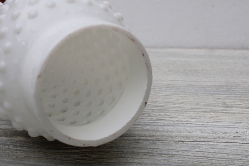 photo of vintage hobnail milk glass hurricane shade, replacement lampshade for table lamp or light fixture #2