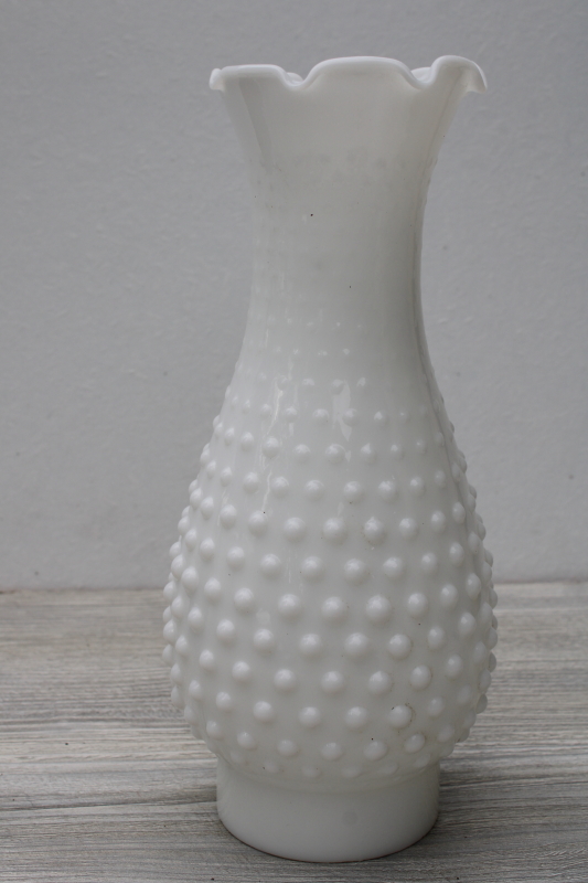 photo of vintage hobnail milk glass hurricane shade, replacement lampshade for table lamp or light fixture #6