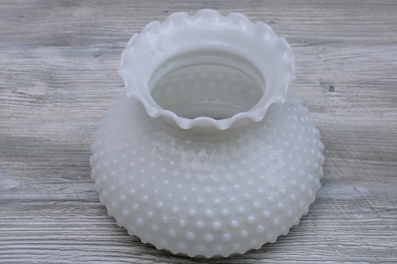 photo of vintage hobnail milk glass lamp shade, replacement lampshade for student lamp translucent white glass #2