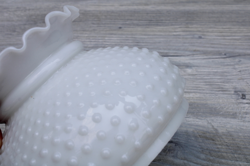 photo of vintage hobnail milk glass lamp shade, replacement lampshade for student lamp translucent white glass #3