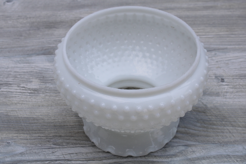 photo of vintage hobnail milk glass lamp shade, replacement lampshade for student lamp translucent white glass #4