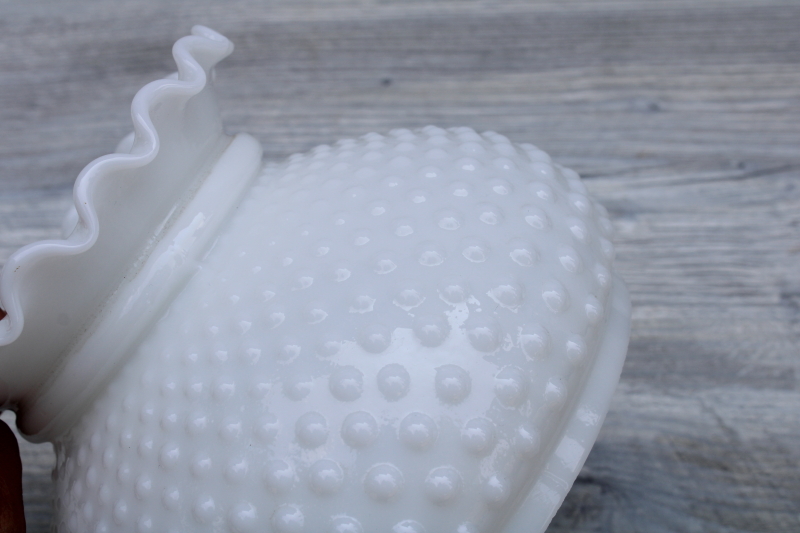photo of vintage hobnail milk glass lamp shade, replacement lampshade for student lamp translucent white glass #3