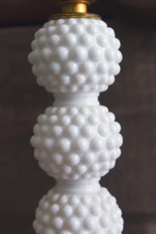 photo of vintage hobnail milk glass lamps, pair of vanity table or boudoir lamps #2