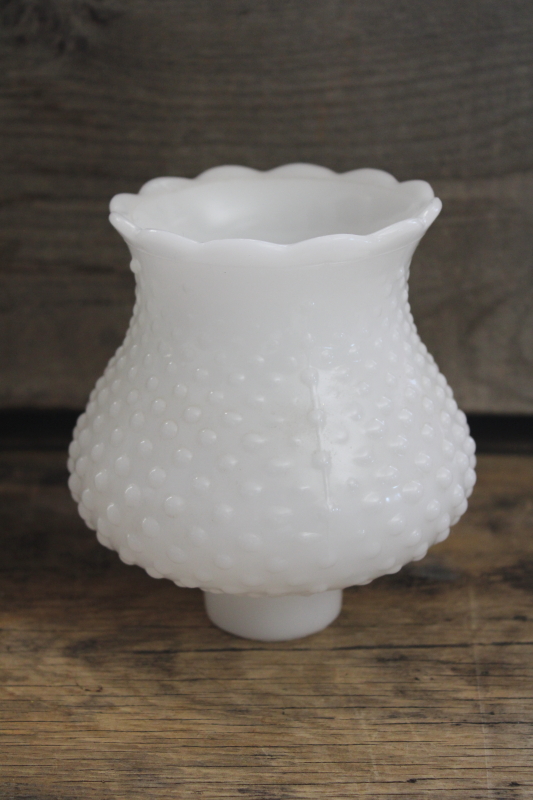 photo of vintage hobnail milk glass lampshade, small globe hurricane shade for boudoir lamp or hanging light #1