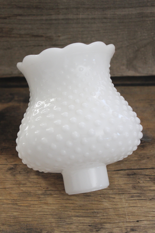 photo of vintage hobnail milk glass lampshade, small globe hurricane shade for boudoir lamp or hanging light #2