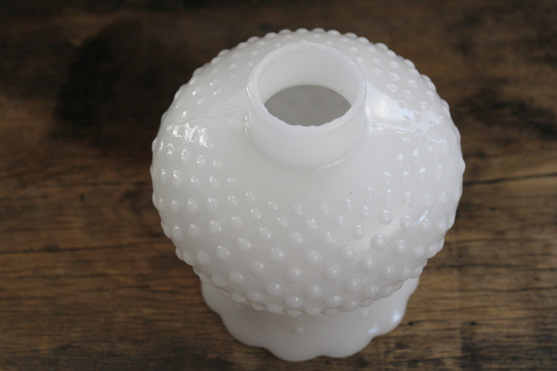 photo of vintage hobnail milk glass lampshade, small globe hurricane shade for boudoir lamp or hanging light #4