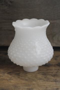 catalog photo of vintage hobnail milk glass lampshade, small globe hurricane shade for boudoir lamp or hanging light