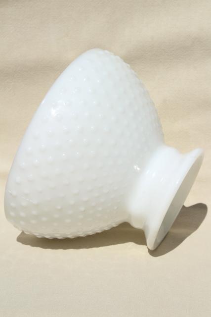 photo of vintage hobnail milk glass lampshade, student lamp or hanging light shade #4