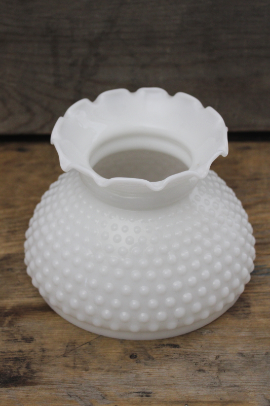 photo of vintage hobnail milk glass replacement shade for chandelier or small student lamp #1