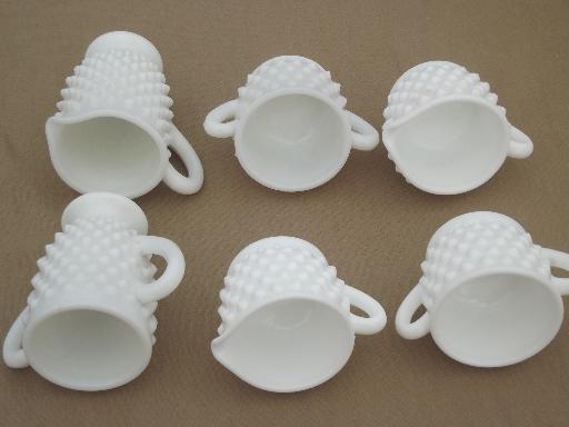 photo of vintage hobnail milk glass serving pices, condiment tray, relish plate etc.  #8