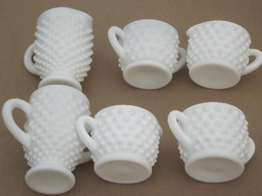 photo of vintage hobnail milk glass serving pices, condiment tray, relish plate etc.  #9