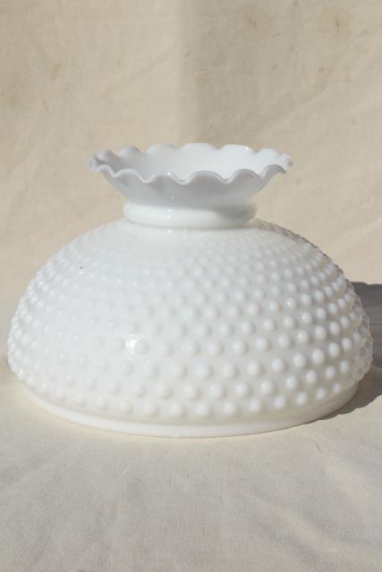 photo of vintage hobnail milk glass shade for table lamp or farmhouse hanging light #1