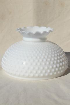 catalog photo of vintage hobnail milk glass shade for table lamp or farmhouse hanging light