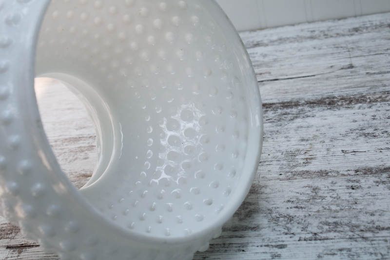 photo of vintage hobnail milk glass shade, opaque white replacement shade for student lamp or light #3