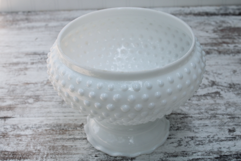 photo of vintage hobnail milk glass shade, opaque white replacement shade for student lamp or light #5