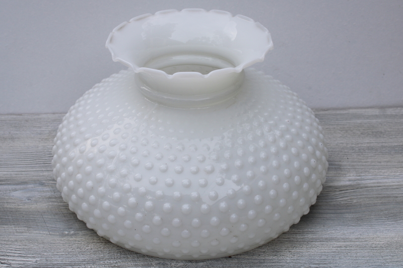 photo of vintage hobnail milk glass shade, replacement lampshade for large table lamp or hanging light #1