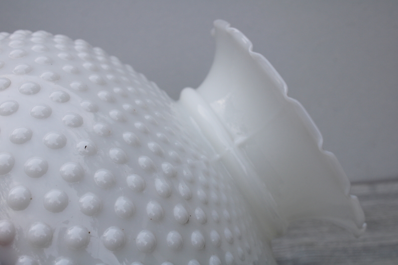 photo of vintage hobnail milk glass shade, replacement lampshade for large table lamp or hanging light #4
