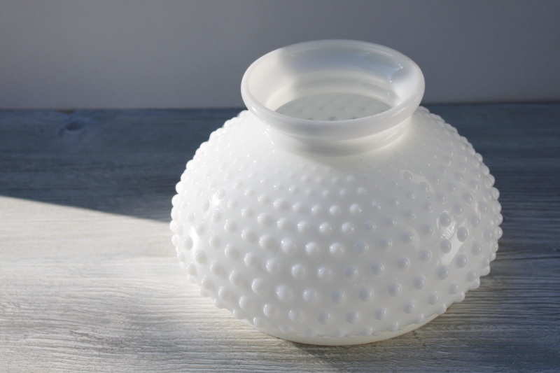 photo of vintage hobnail milk glass shade, replacement shade for student lamp or light fixture #1