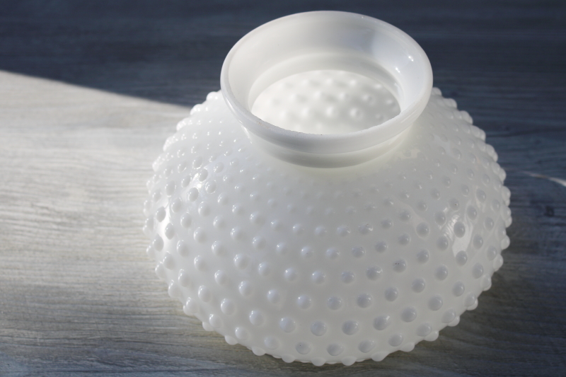 photo of vintage hobnail milk glass shade, replacement shade for student lamp or light fixture #4