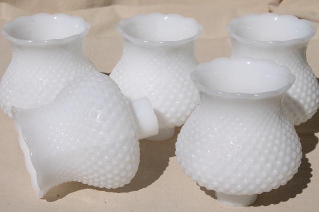 photo of vintage hobnail milk glass shades chandelier, shabby cottage chic farmhouse hanging light #2
