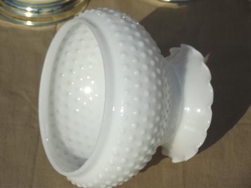 photo of vintage hobnail milk glass student lamps w/ chimney lamp hurricane shades #5