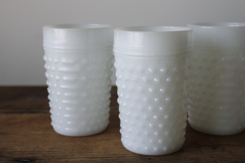 photo of vintage hobnail milk glass tumblers, set of 4 drinking glasses Anchor Hocking  #2