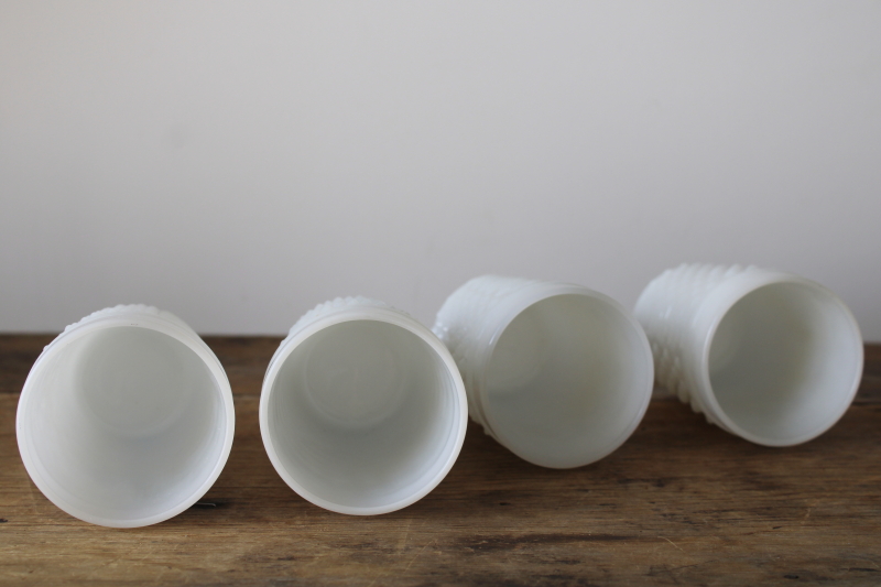 photo of vintage hobnail milk glass tumblers, set of 4 drinking glasses Anchor Hocking  #3