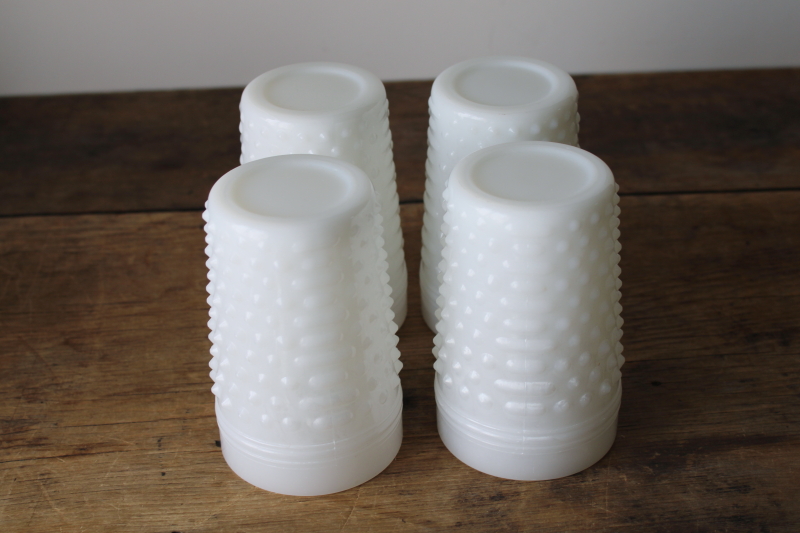 photo of vintage hobnail milk glass tumblers, set of 4 drinking glasses Anchor Hocking  #4