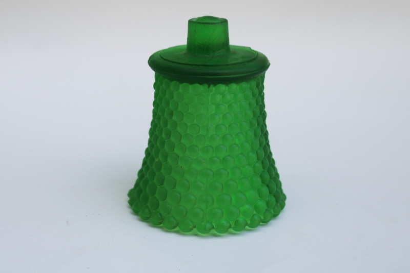 photo of vintage hobnail pattern emerald green glass peg votive cup candle holder  #2