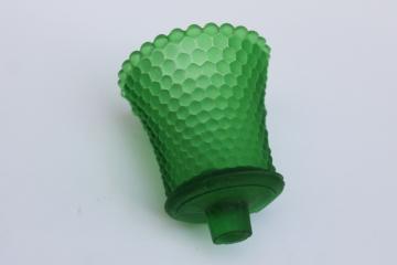 catalog photo of vintage hobnail pattern emerald green glass peg votive cup candle holder 