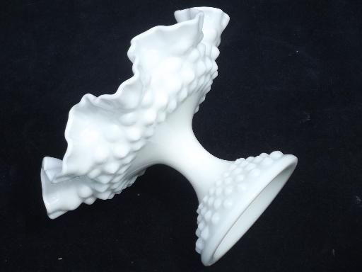 photo of vintage hobnail pattern milk glass compote bowl or candy dish #3