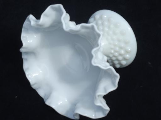 photo of vintage hobnail pattern milk glass compote bowl or candy dish #4