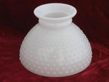 catalog photo of vintage hobnail pattern milk white glass replacement student lamp shade