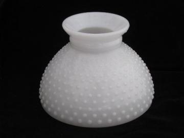 catalog photo of vintage hobnail pattern milk white glass replacement student lamp shade