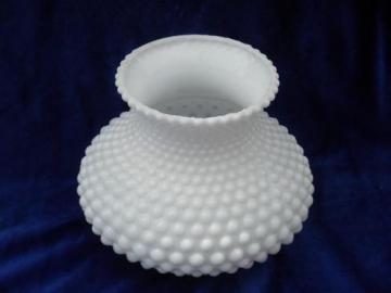 catalog photo of vintage hobnail pattern milk white glass replacement student lamp shade