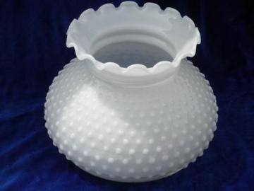 catalog photo of vintage hobnail pattern milk white glass replacement student lamp shade