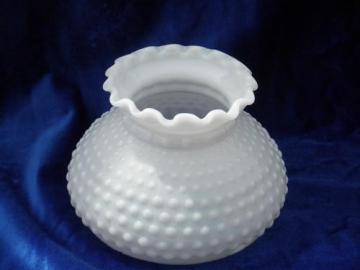 catalog photo of vintage hobnail pattern milk white glass replacement student lamp shade