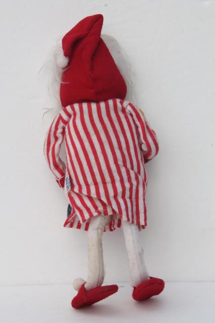 photo of vintage holiday Christmas elf, knee hugger pixies, Dream doll Santa in nightshirt #2