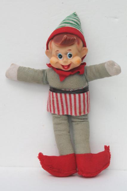 photo of vintage holiday Christmas elf, knee hugger pixies, Dream doll Santa in nightshirt #6