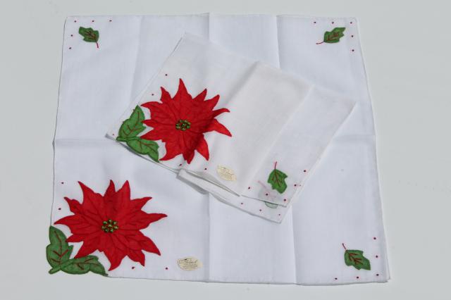photo of vintage holiday hankies, collection of Christmas handkerchiefs #3