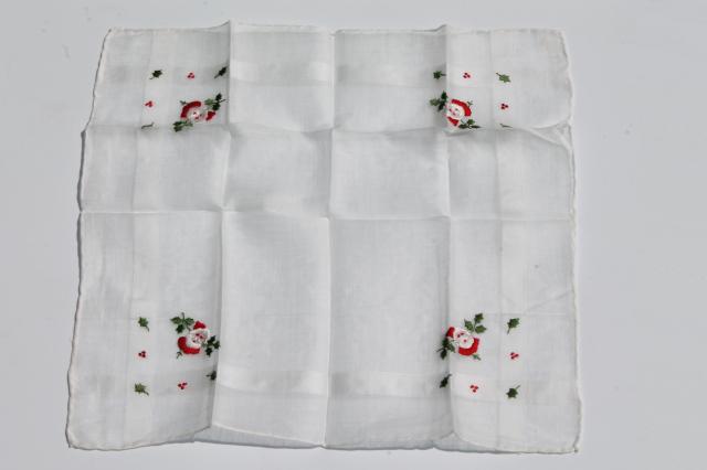 photo of vintage holiday hankies, collection of Christmas handkerchiefs #7