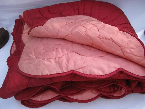 photo of vintage hollywood style rose-pink taffeta twin bed / daybed wool comforter #5