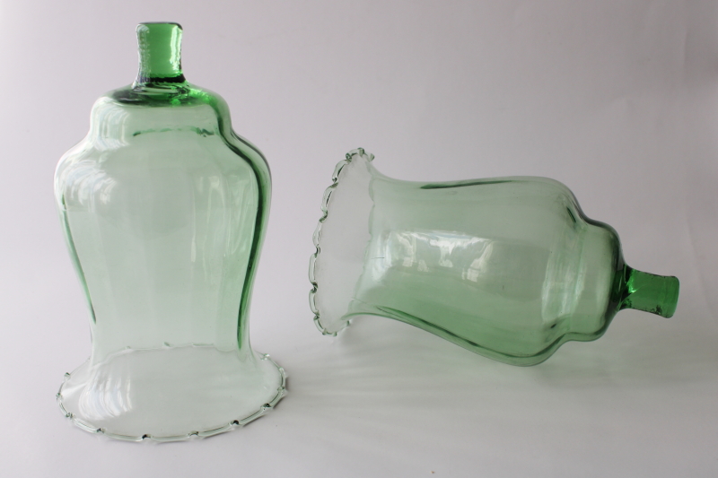 photo of vintage home interiors green glass hurricane shades for candle holders sconces #1