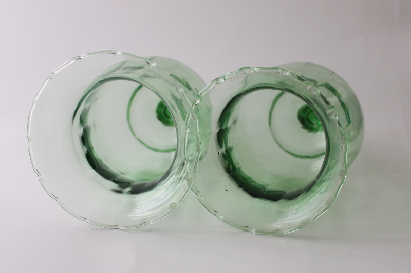 photo of vintage home interiors green glass hurricane shades for candle holders sconces #2