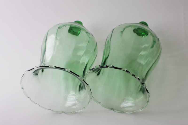 photo of vintage home interiors green glass hurricane shades for candle holders sconces #3