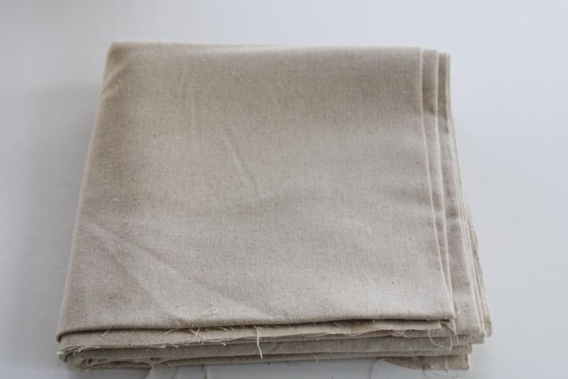 photo of vintage homespun unbleached cotton fabric, grain sack style for rustic primitive farmhouse #1