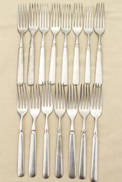 catalog photo of vintage hotel silver dinner forks, antique silver plate flatware mismatched pieces