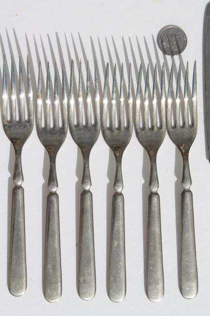 photo of vintage hotel silver forks & knives, antique silver plate flatware mismatched pieces #9